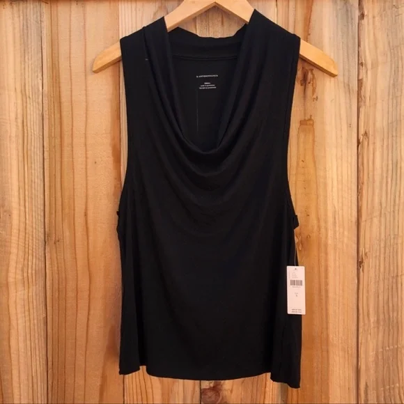 Anthropologie Delissa Black Cowl Neck Top NWT Women’s Size Large - Picture 3 of 5
